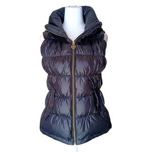 Michael‎ Michael Kors Puffer Vest Women's Black Size S Gold Accents Down Hooded